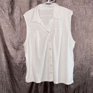 Sleeveless White Button-Up Women's Top